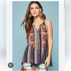 Sleeveless Embroidered Top